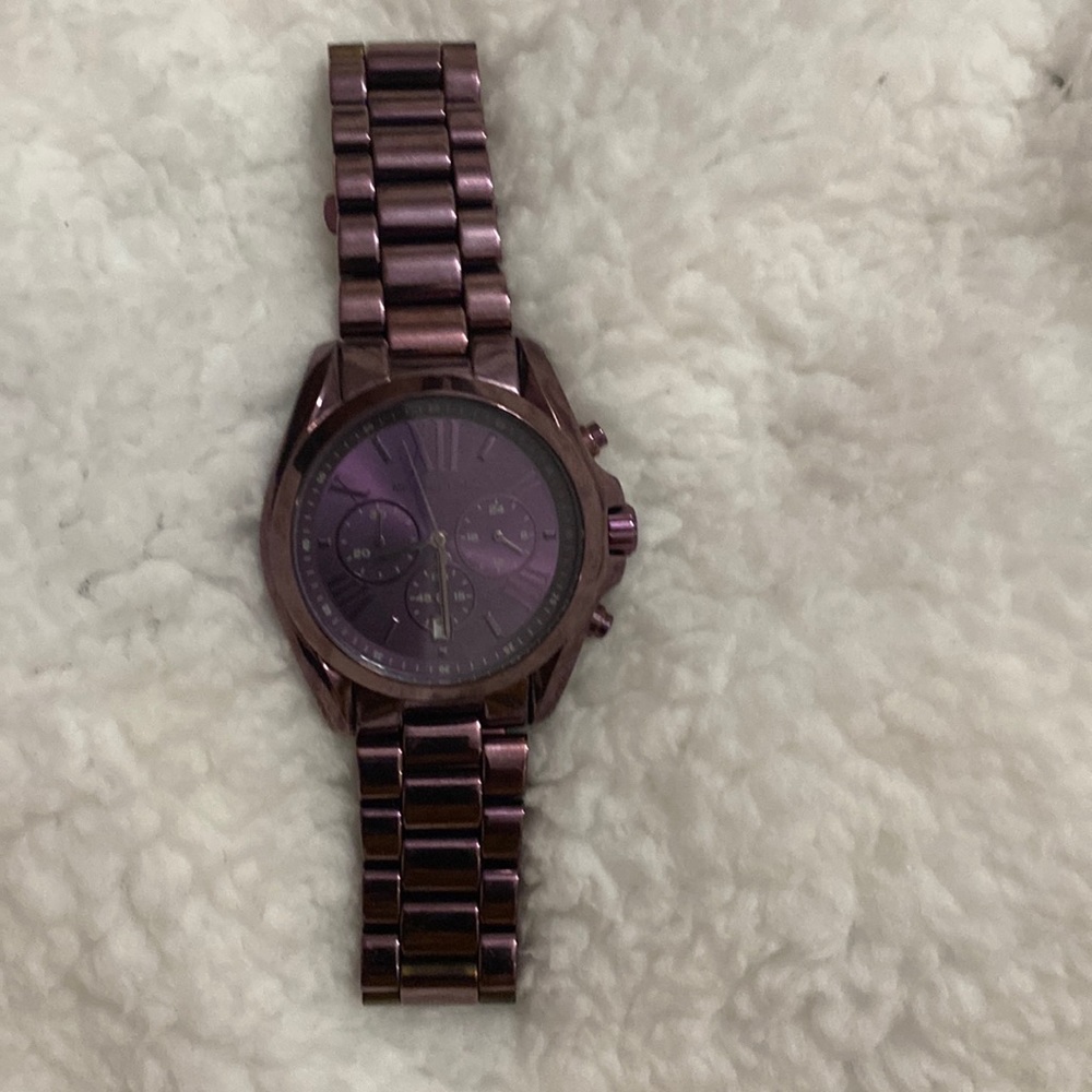 Micheal Kors 6721 Bradshaw Stainless Steel Purple Dial Womens Chronograph Watch